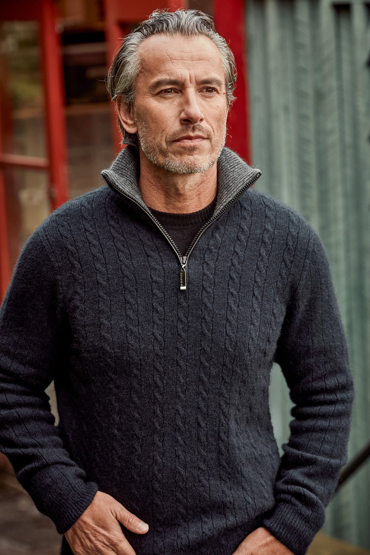 Cable Possum Merino Jersey With Contrast Trim