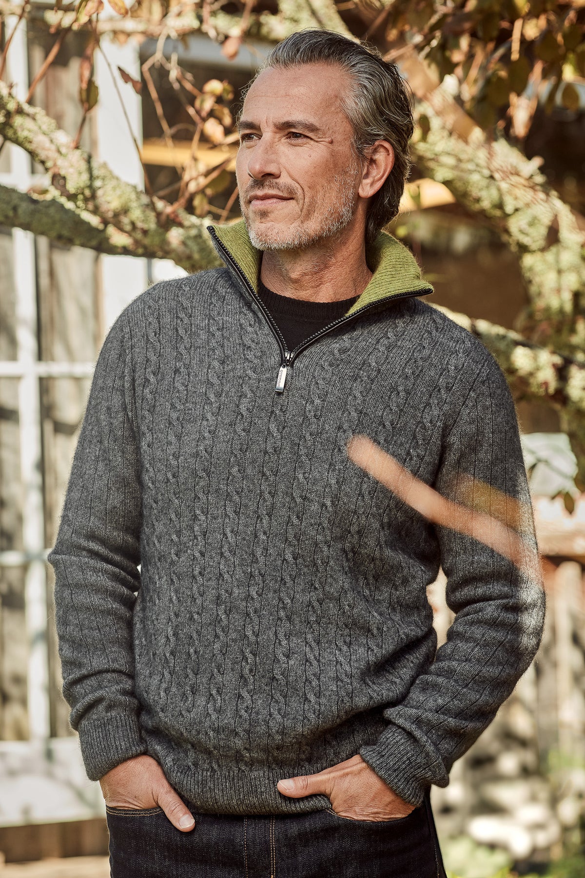 Cable Possum Merino Jersey With Contrast Trim Main image