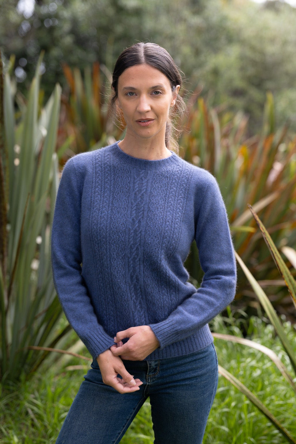 Lace Detail Possum Merino Crew Neck Jersey Main image