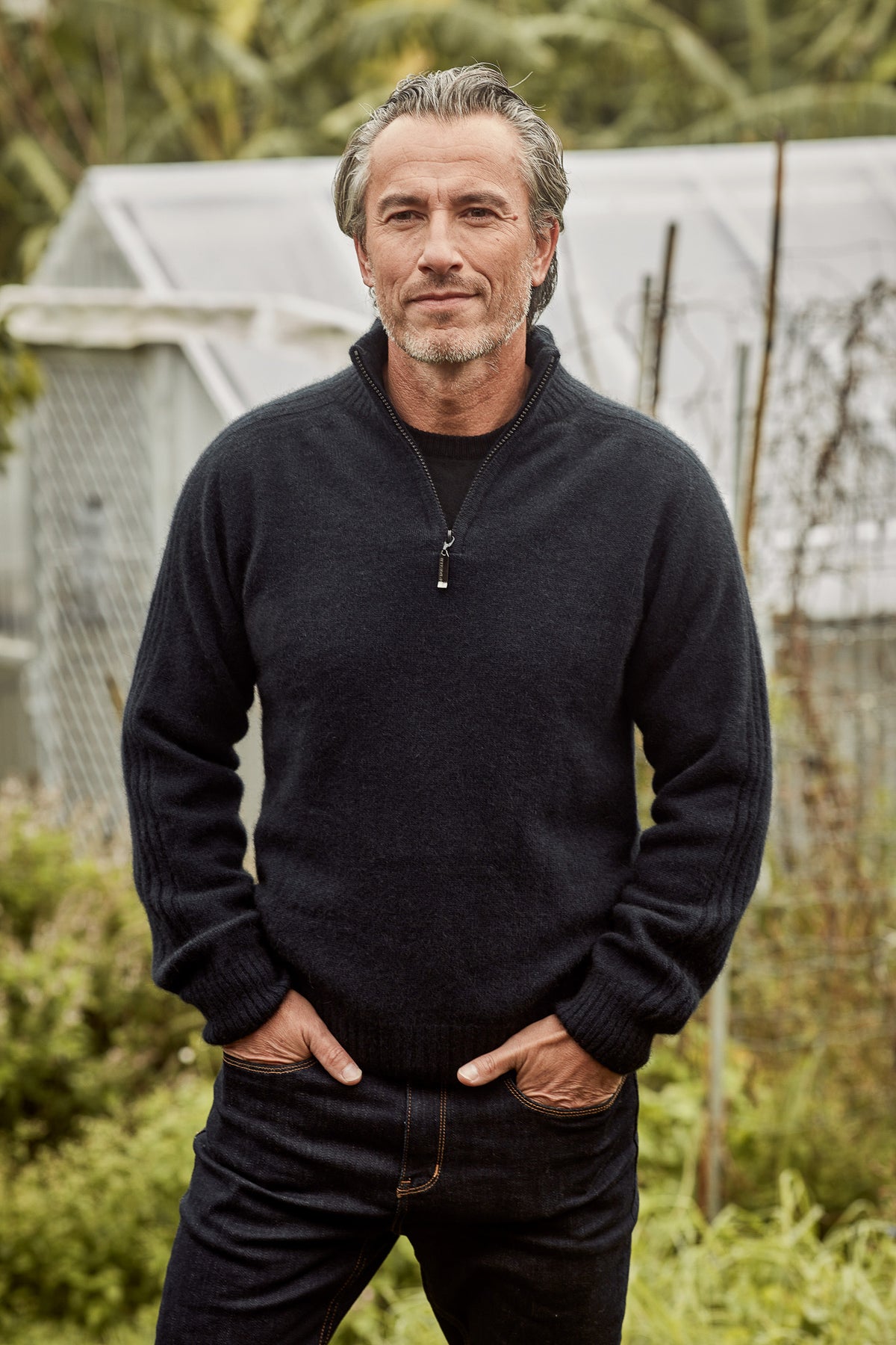 Short Zip Possum Merino Rib Sweater