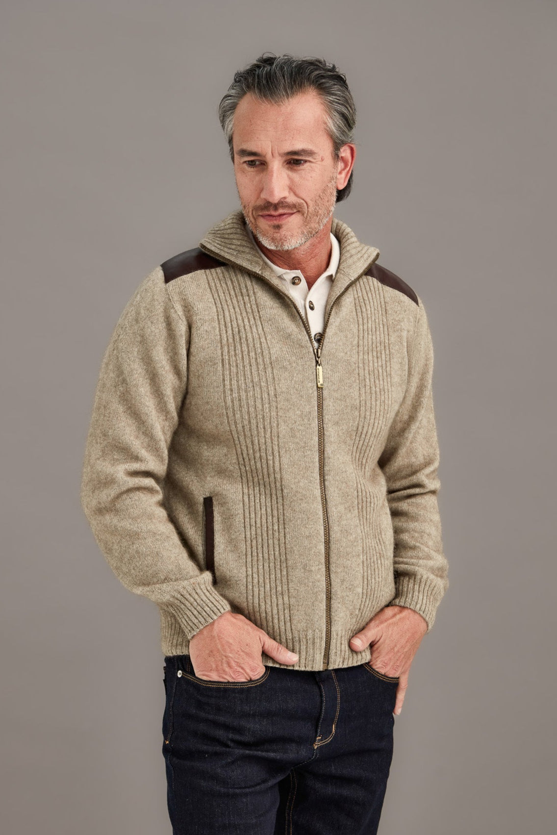 Lambskin Leather Trim Possum Merino Jacket Main image