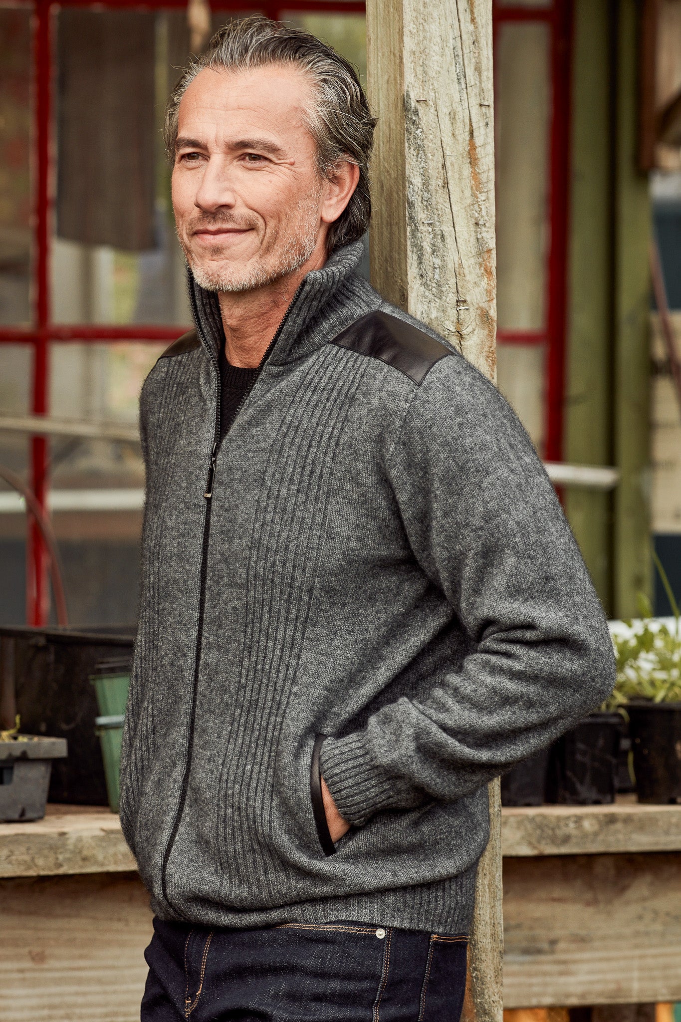 Lambskin Leather Trim Possum Merino Jacket Secondary image