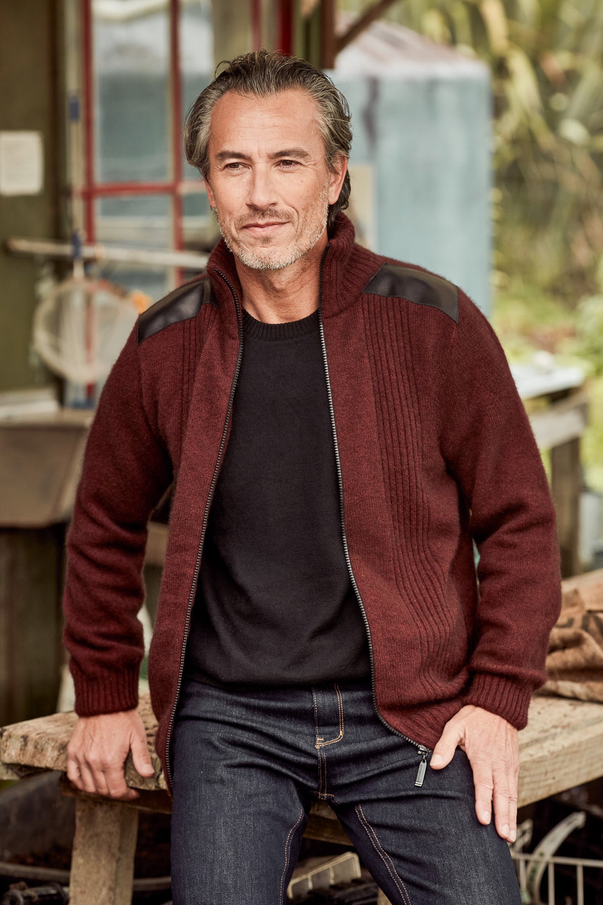 Lambskin Leather Trim Possum Merino Jacket Main image