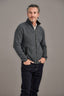 Leather Trim Possum Merino Rib Zip Jacket