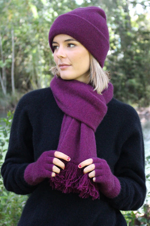 Ribbed Cuff Fingerless Possum Merino Gloves