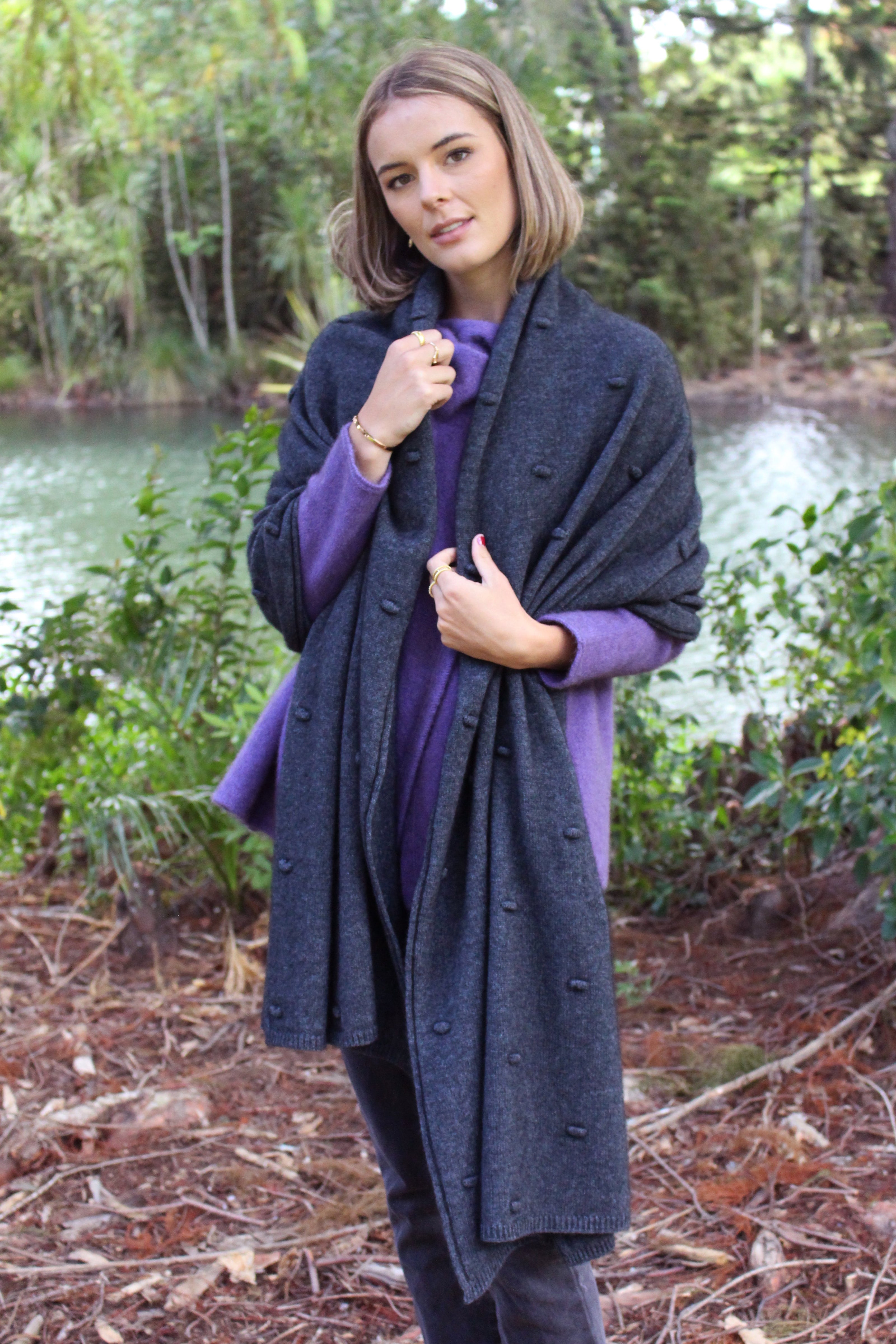 Bobble Knit Possum Merino Wrap Main image