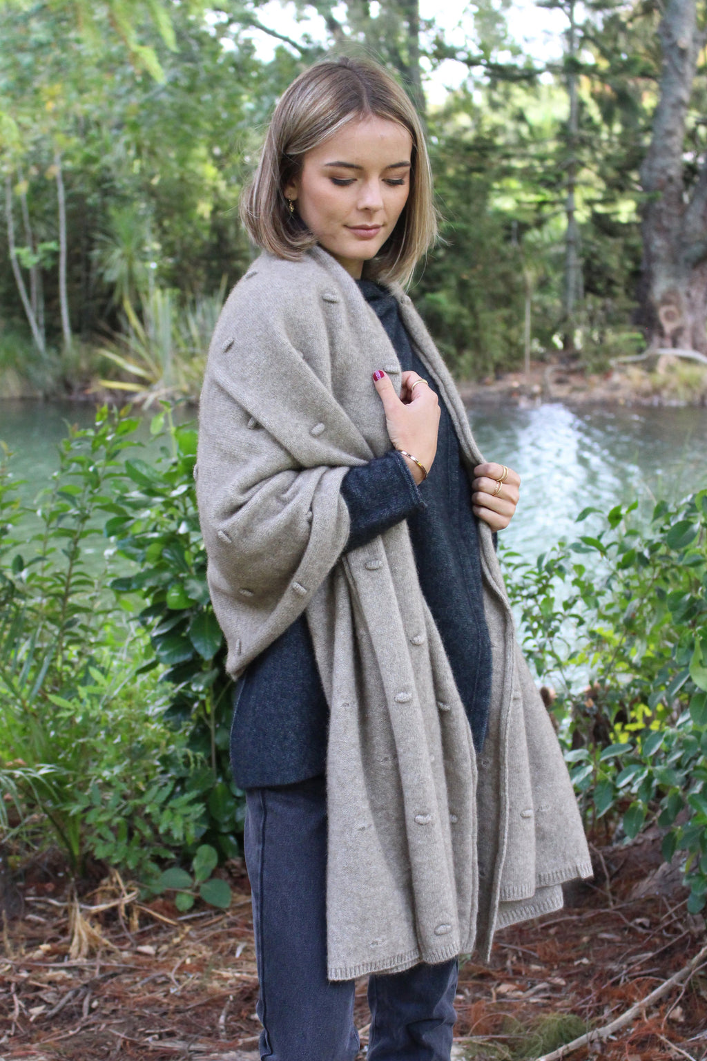 Bobble Knit Possum Merino Wrap