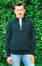 Men's 1/4 Zip Possum Merino Patch Jumper