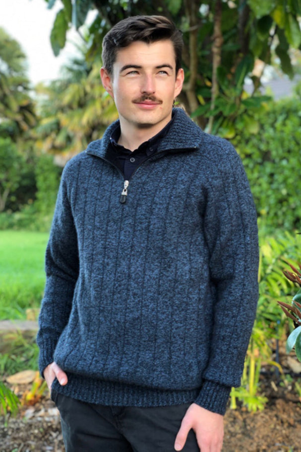 Zip Collared Possum Merino Rib Jumper Main image
