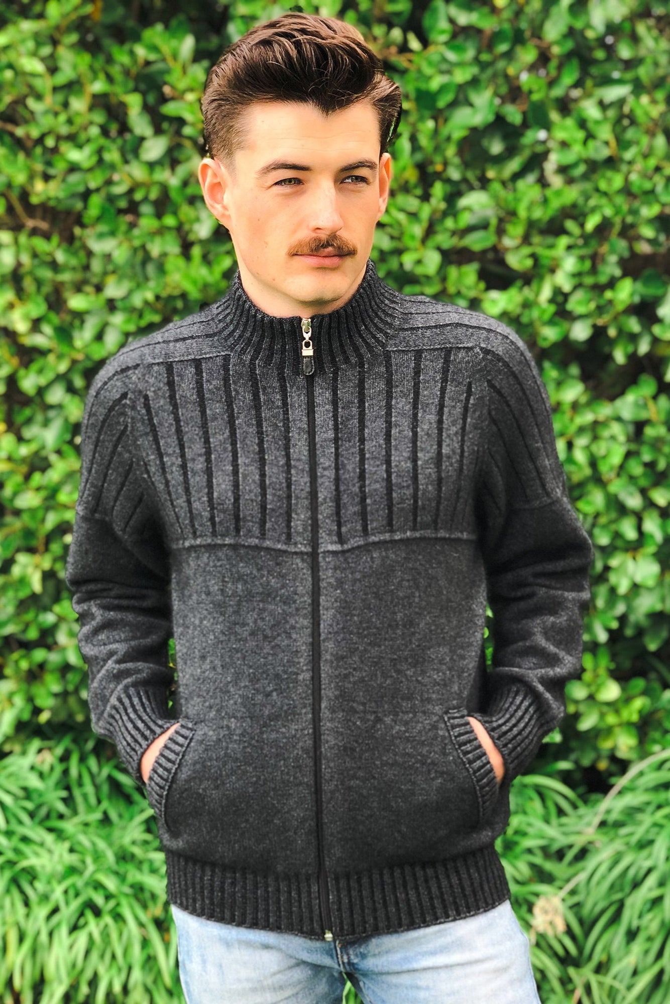 Full Zip Possum Merino Jacket with Pockets Main image