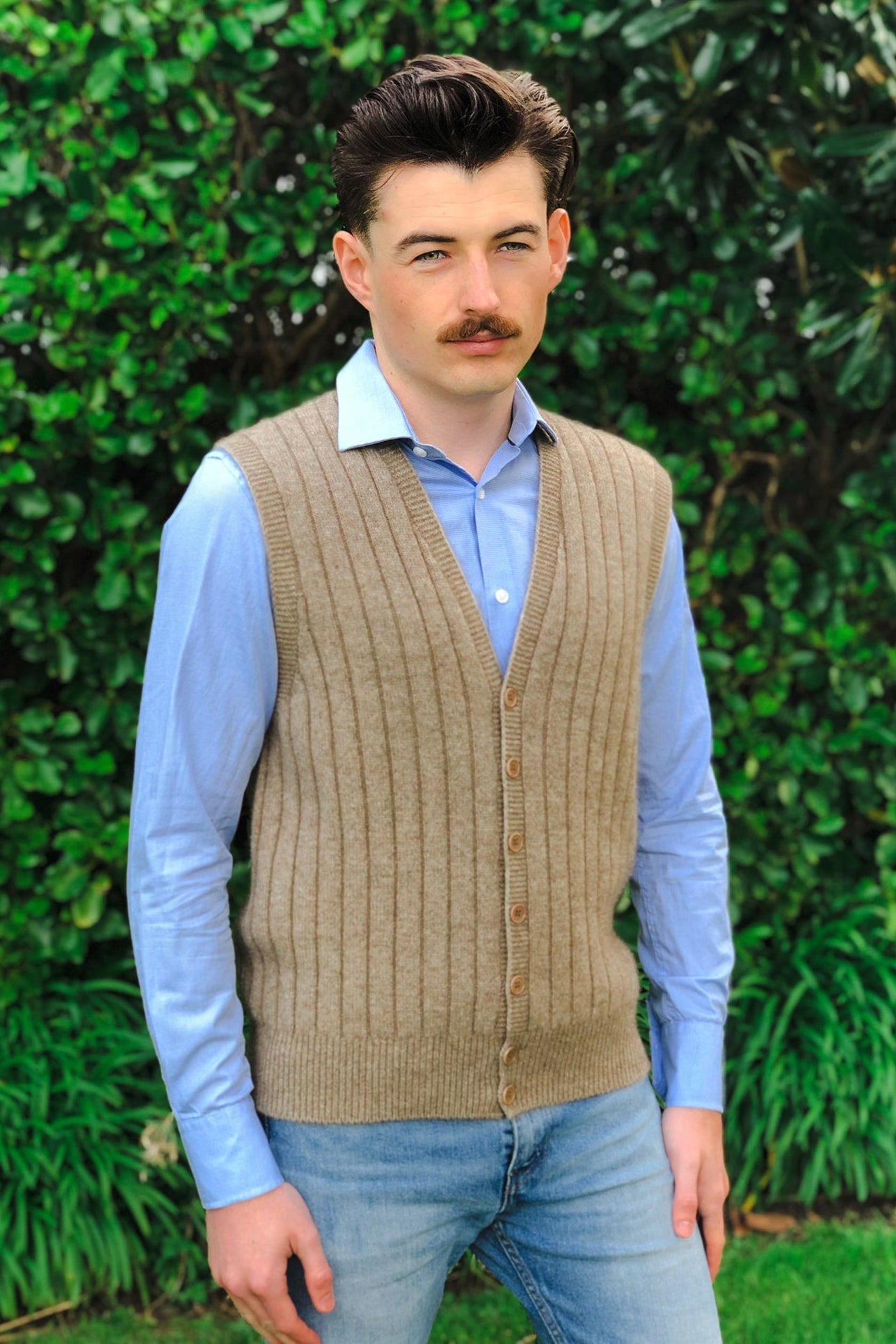 Rib Knit Possum Merino Button Vest Main image