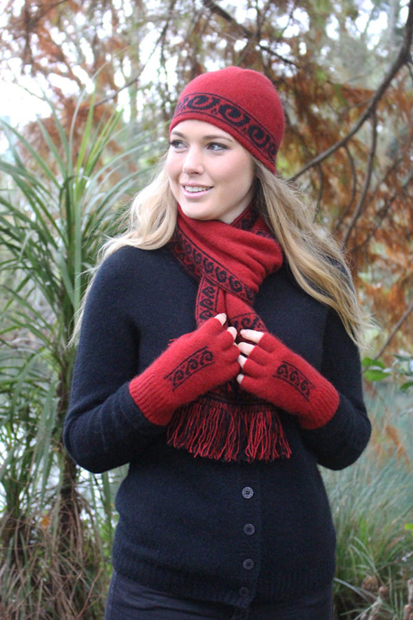 Koru Motif Possum Merino Scarf