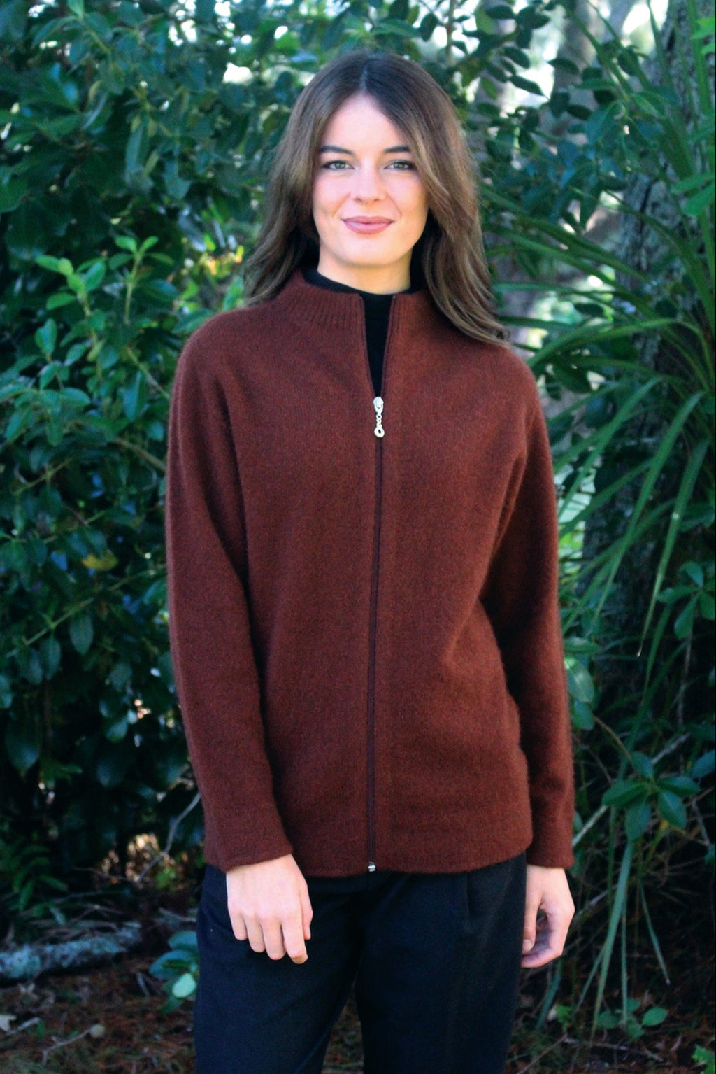 Plain Zip Possum Merino Cardigan