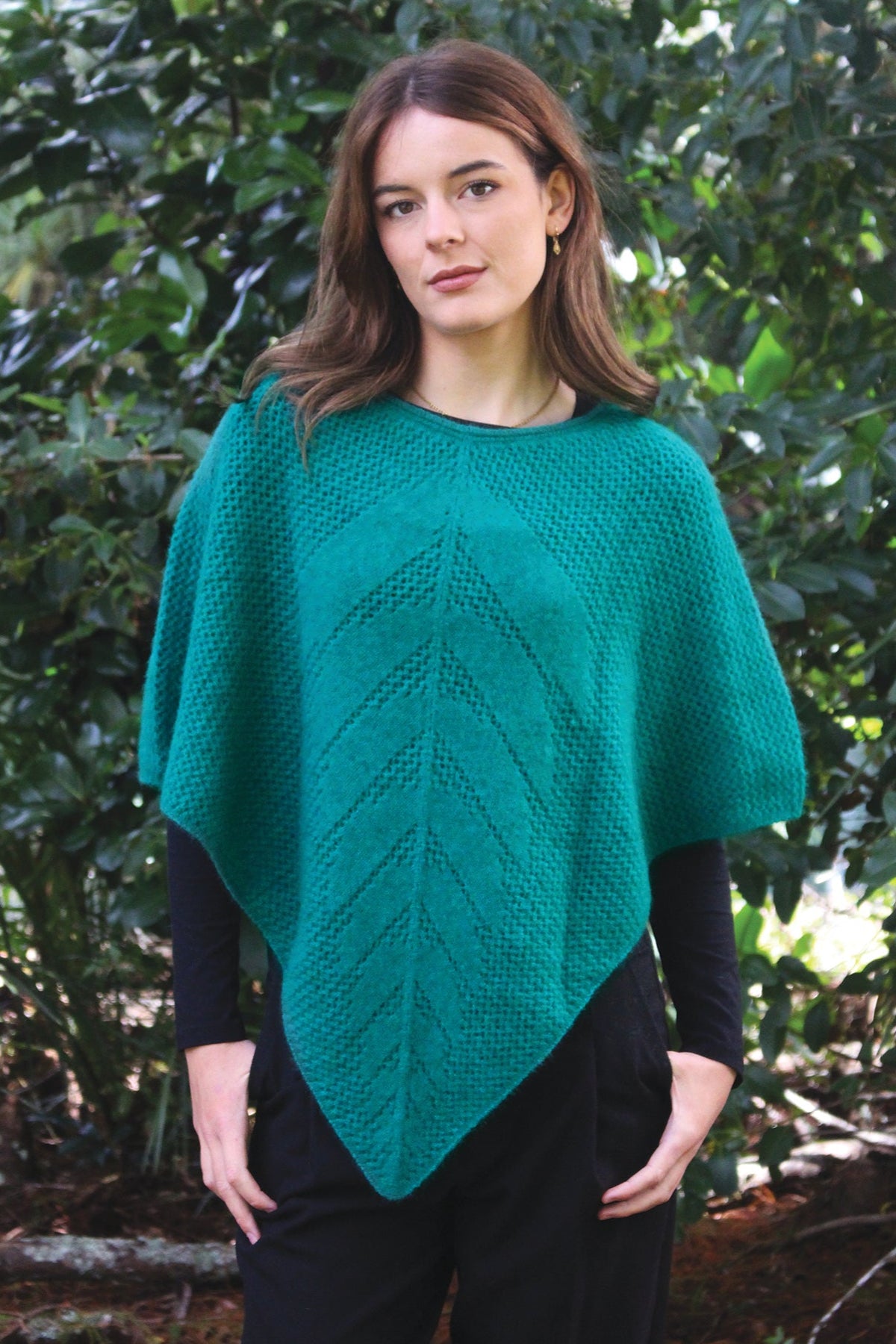 Lace Stitch Possum Merino Poncho Main image