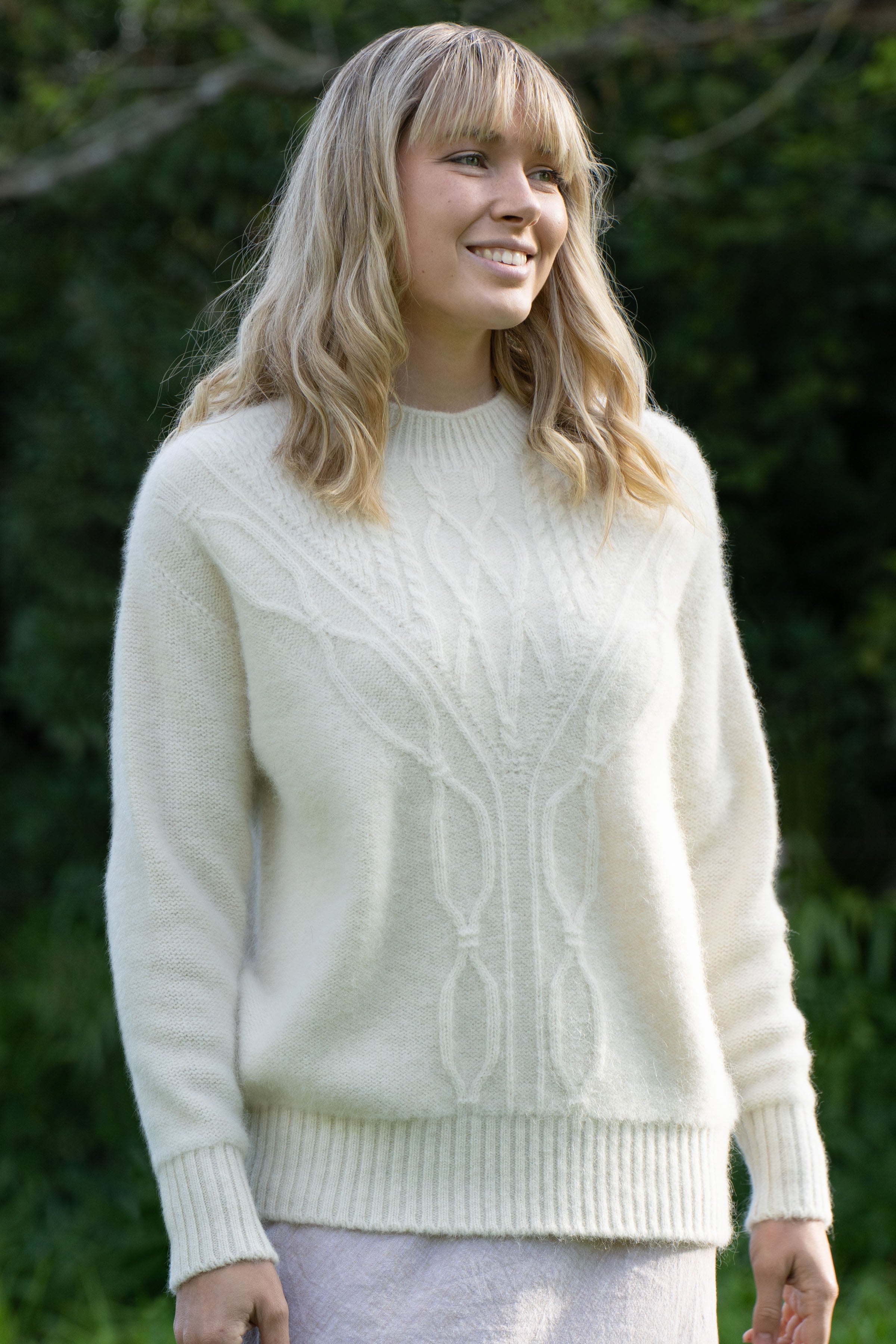 Crew Neck Pure Alpaca Cable Jumper Main image