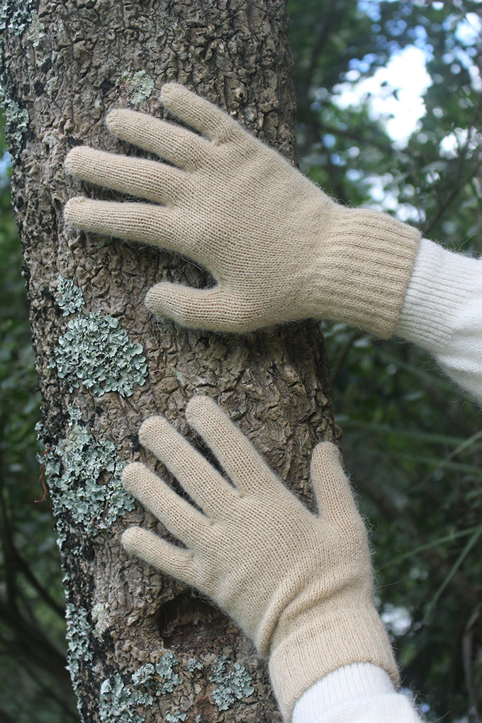 Alpaca Wool Gloves-Honey Main image