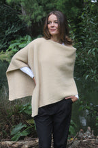 Asymmetrical Alpaca Wool Poncho-Honey