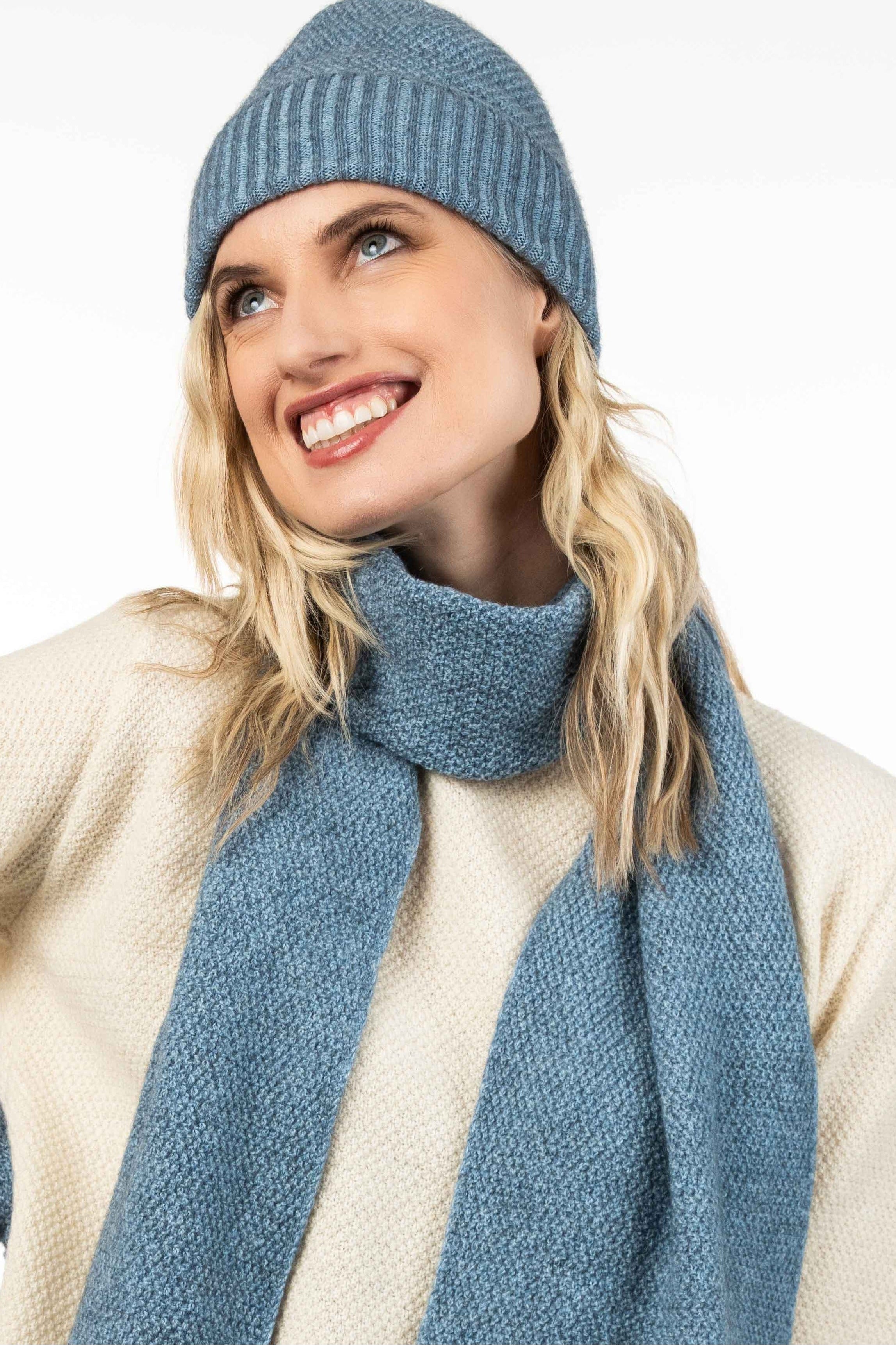 Moss Stitch Plated Possum Merino Scarf