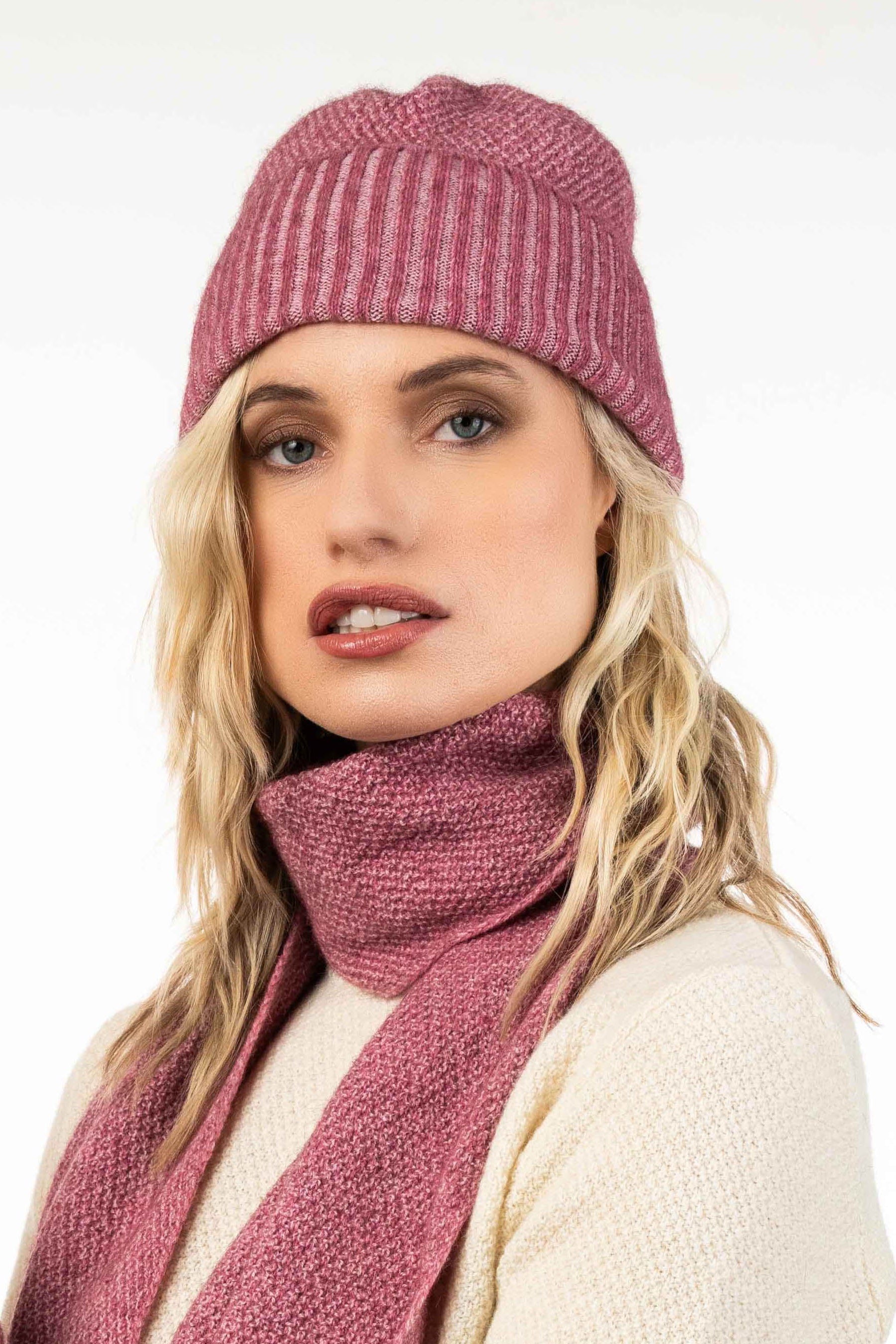 Moss Stitch Plated Possum Merino Beanie