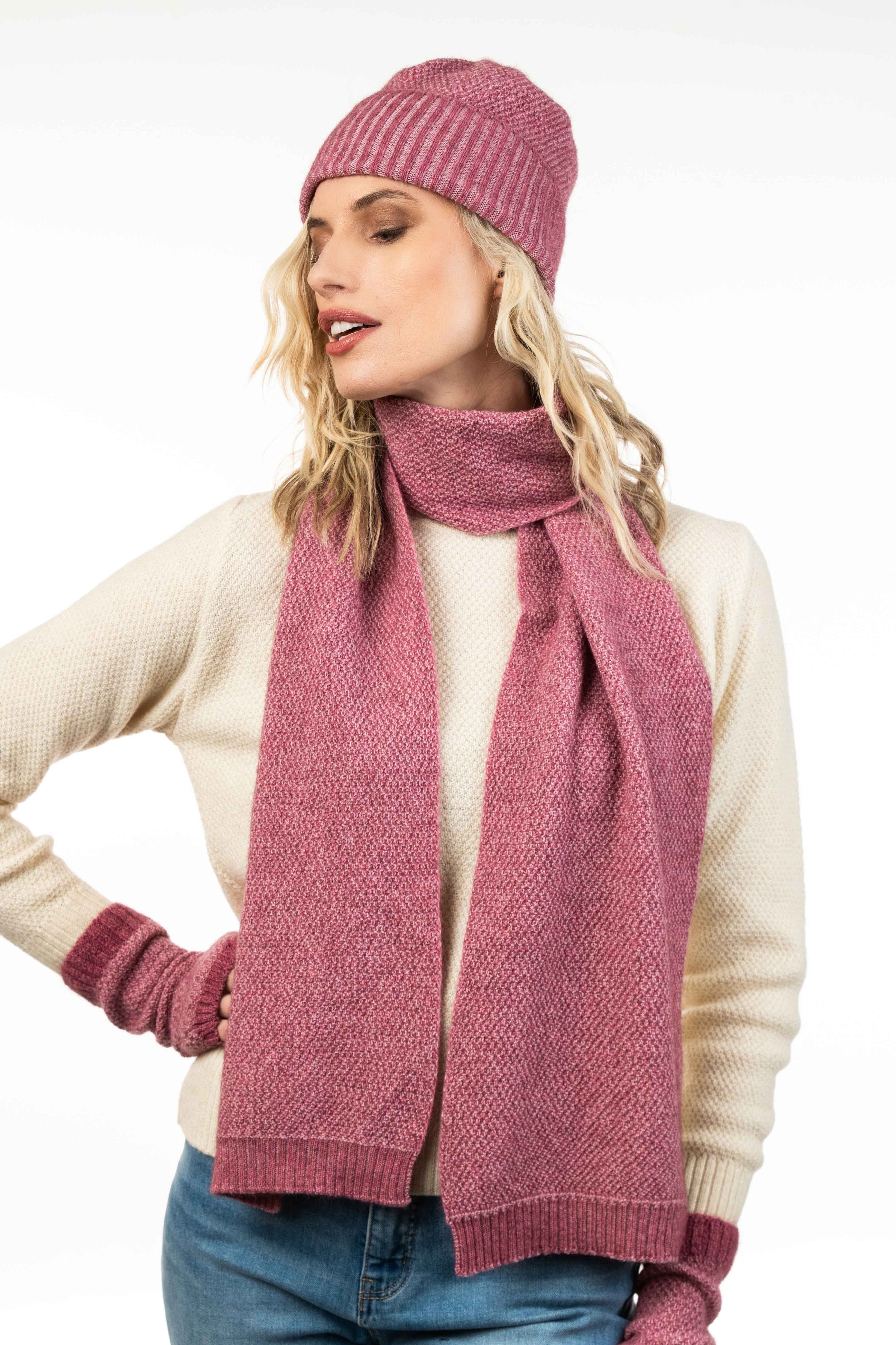 Moss Stitch Plated Possum Merino Scarf