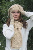 Cable Alpaca Wool Beanie-Honey