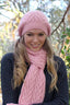 Cable Alpaca Wool Beanie-Rose