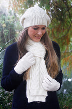 Cable Alpaca Wool Scarf-Natural