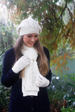 Cable Alpaca Wool Scarf-Natural