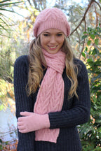 Cable Alpaca Wool Scarf-Rose