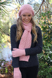 Cable Alpaca Wool Scarf-Rose