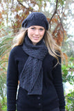 Cable Alpaca Wool Scarf-Slate