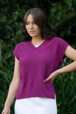 Evie Merino & Cotton Textured Vest - Cerise