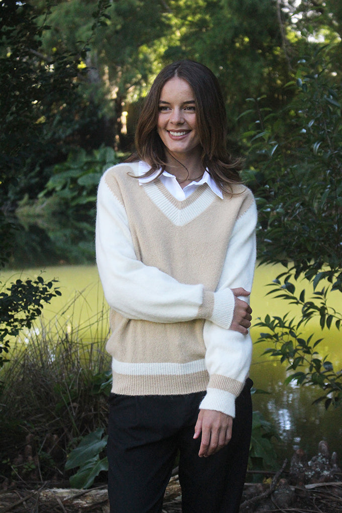 Alpaca Varsity Sweater - Lothlorian Knitwear | Possum Boutique