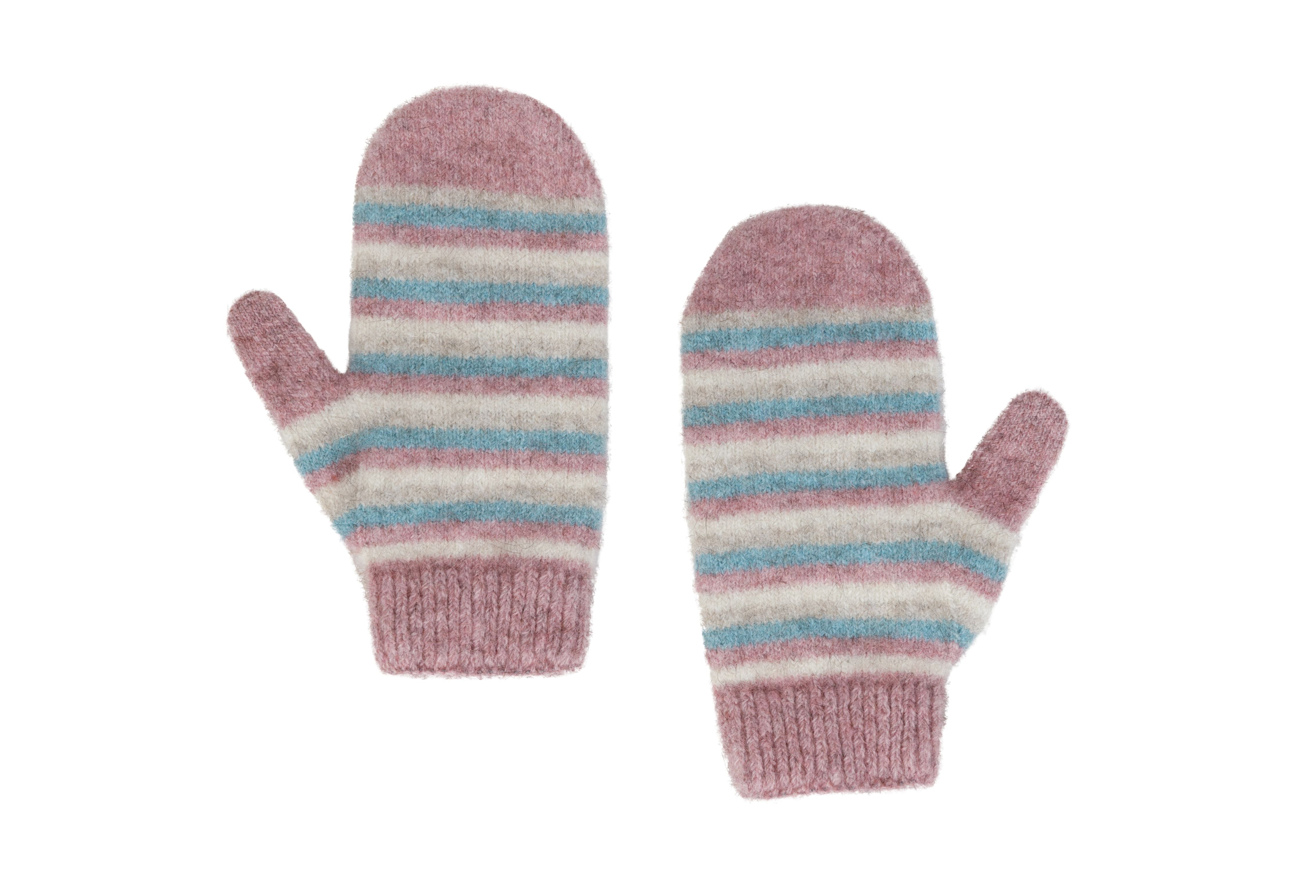Kids Possum Merino Striped Mittens Main image