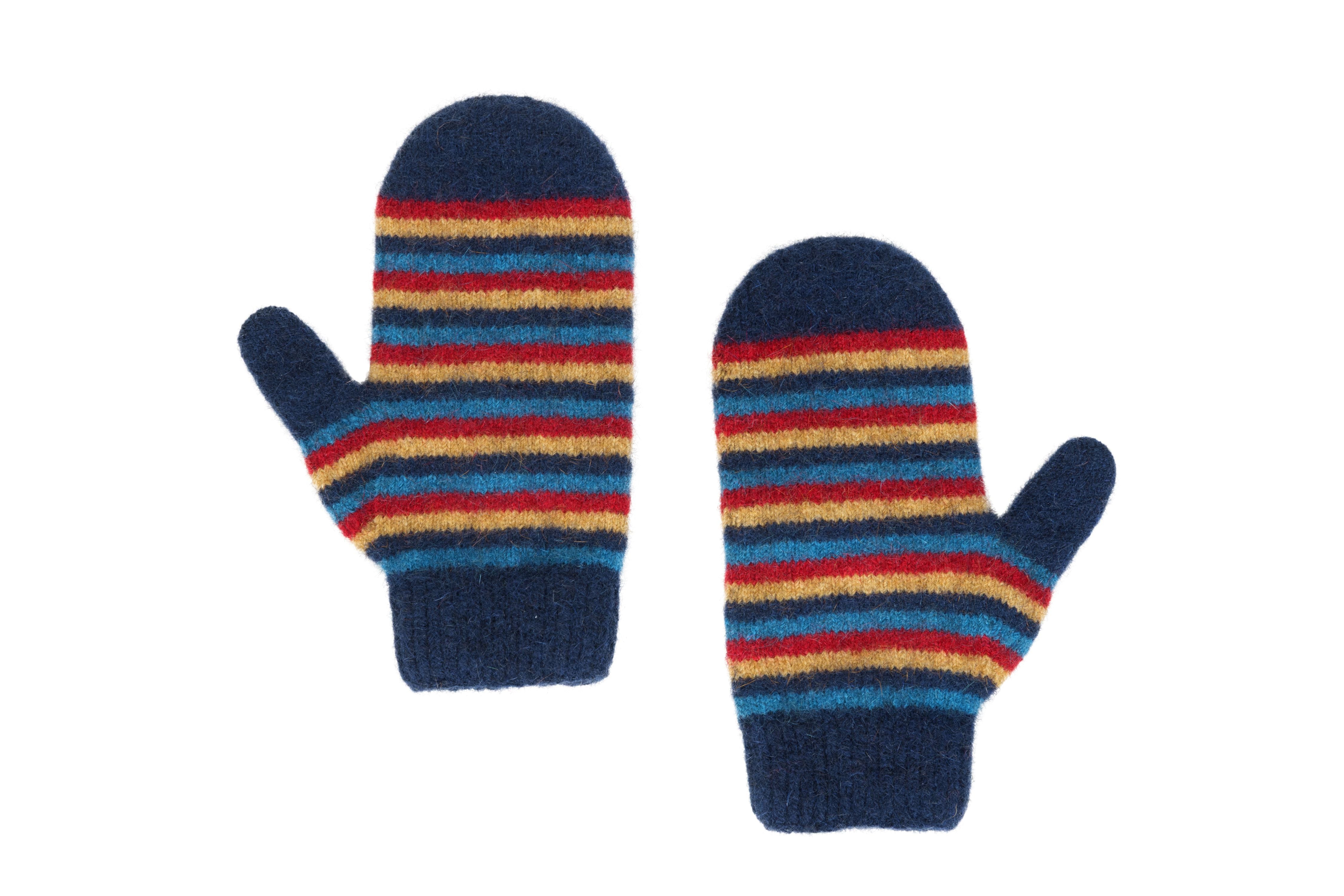 Kids Possum Merino Striped Mittens Secondary image