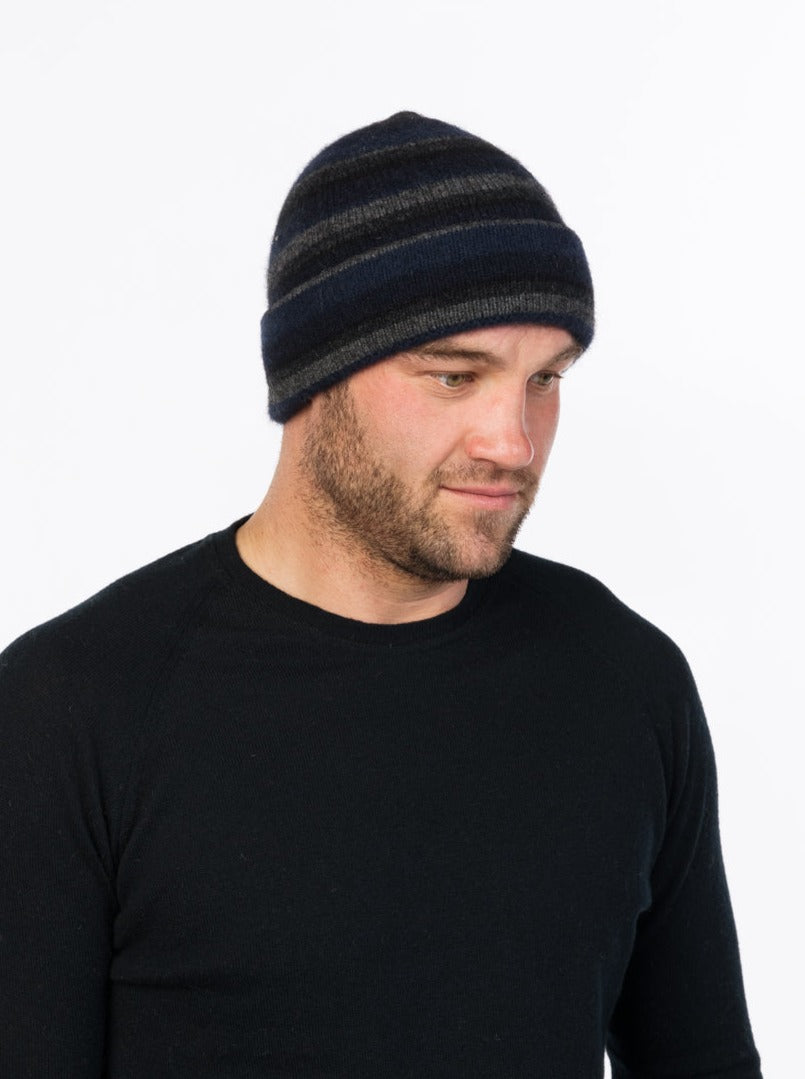 Stripe Possum Merino Beanie