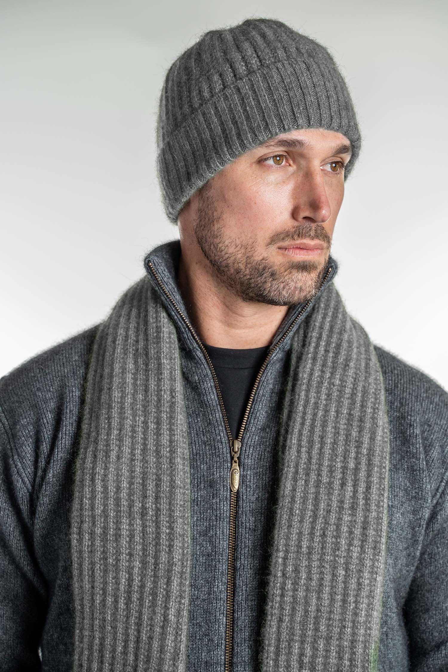 Ribbed Possum Merino Scarf - Koru Knitwear Secondary image