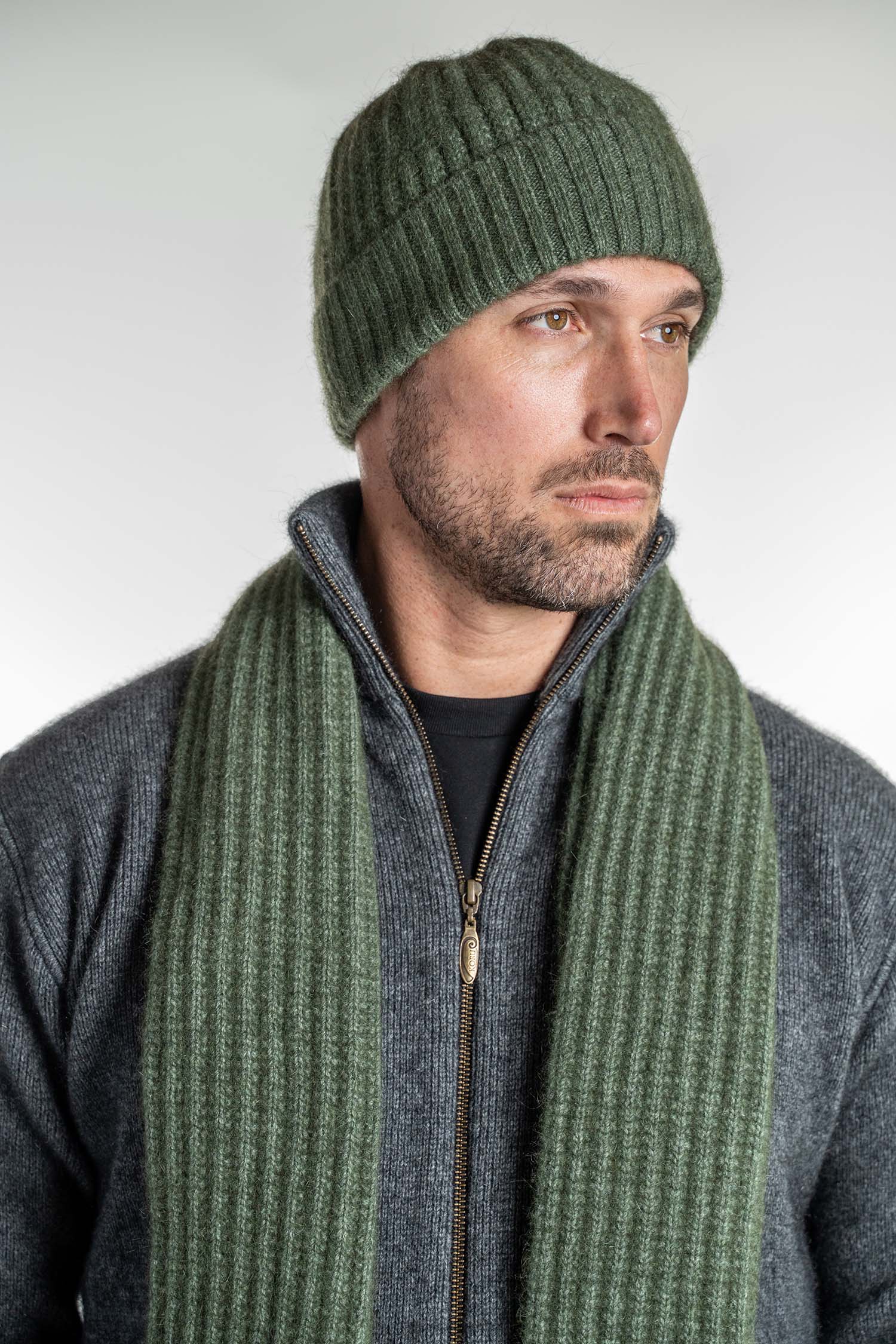 Ribbed Possum Merino Beanie - Koru Knitwear Main image