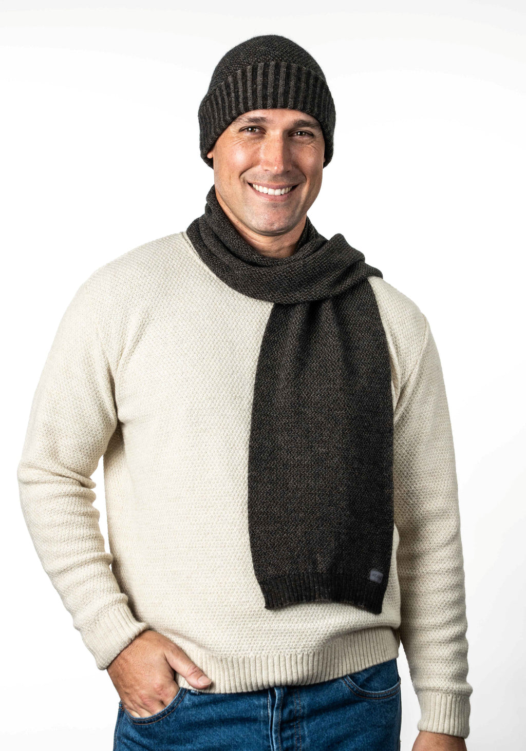 Moss Stitch Plated Possum Merino Scarf