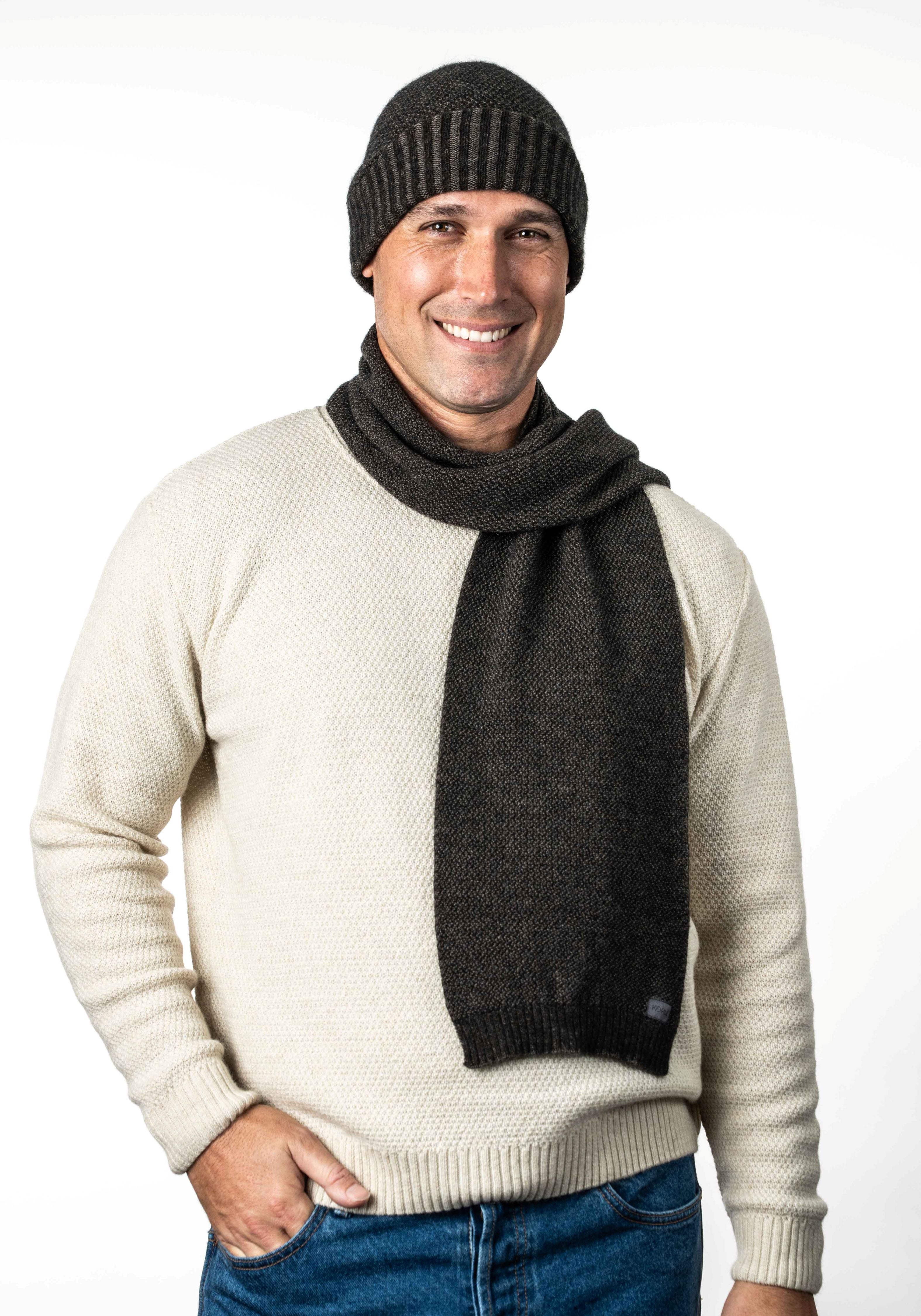 Moss Stitch Plated Possum Merino Scarf