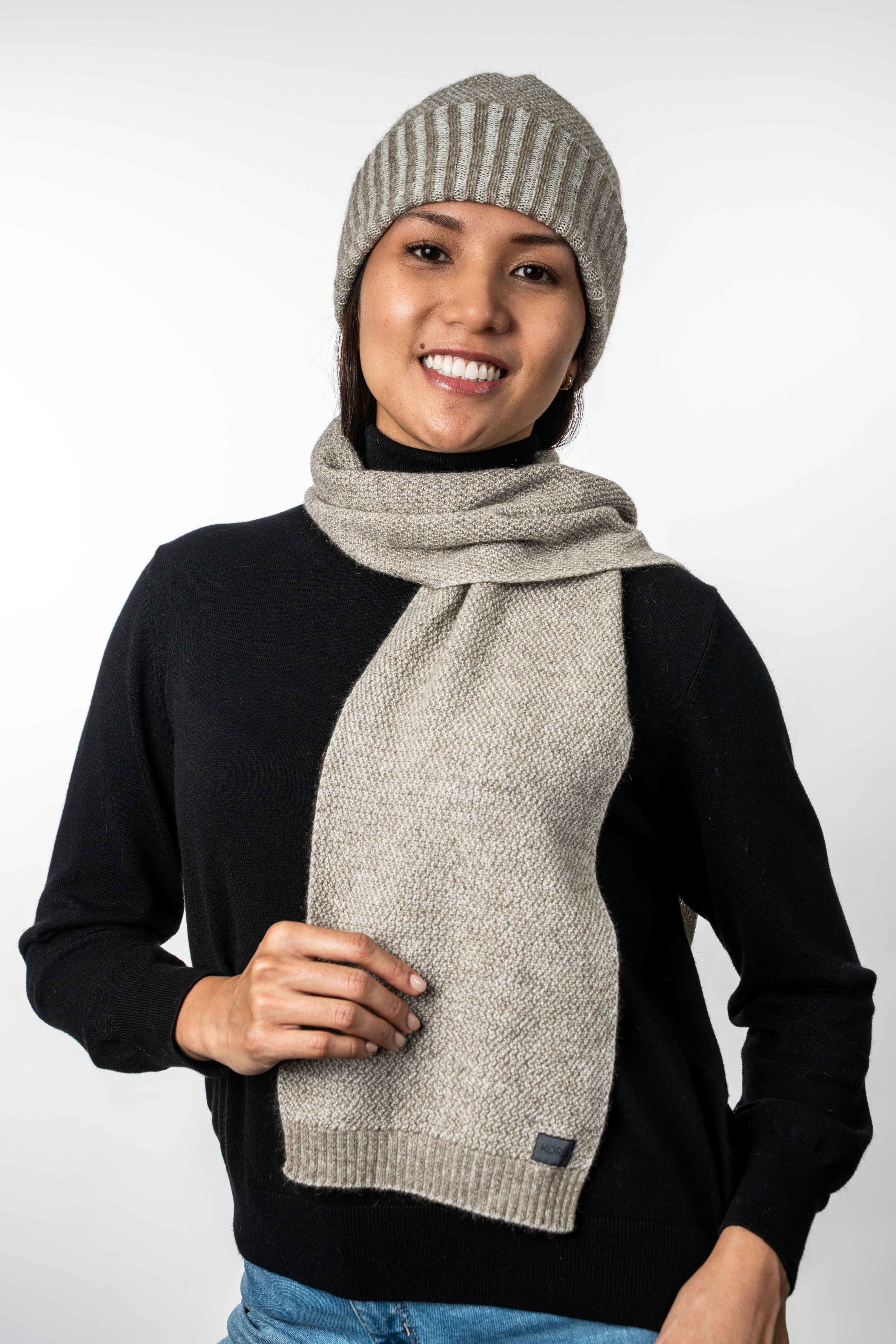 Moss Stitch Plated Possum Merino Scarf Main image