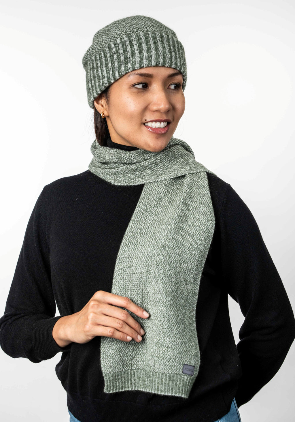 Moss Stitch Plated Possum Merino Scarf