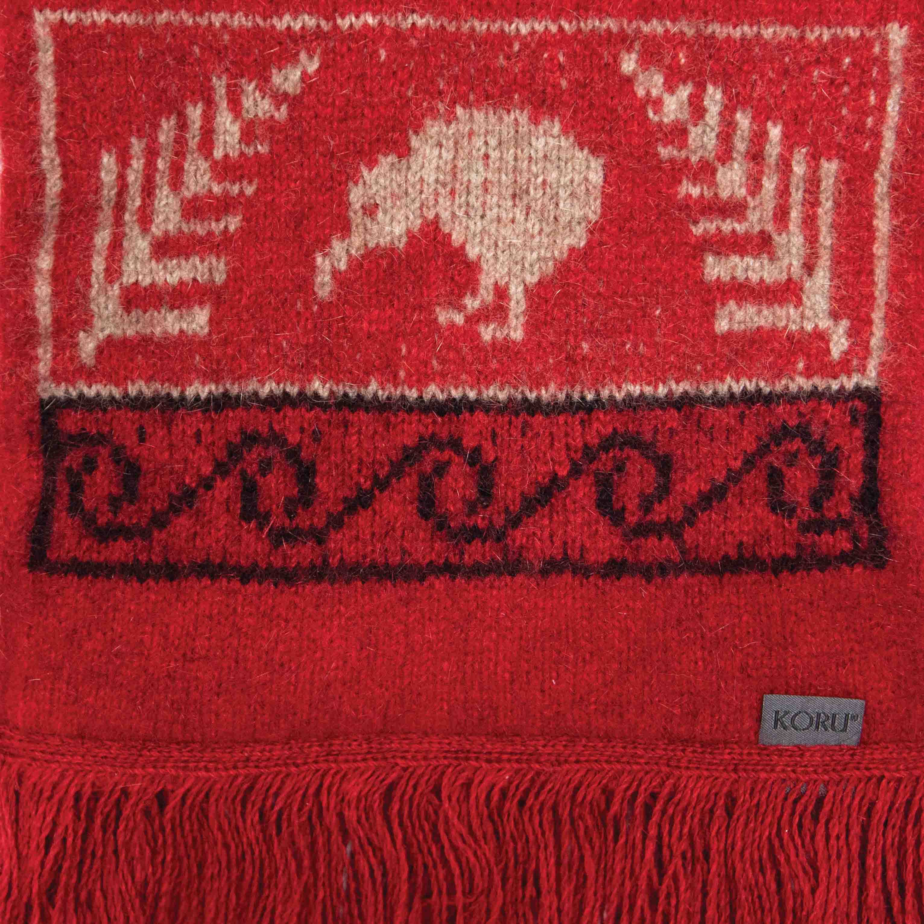 Kiwi Motif Possum Merino Scarf