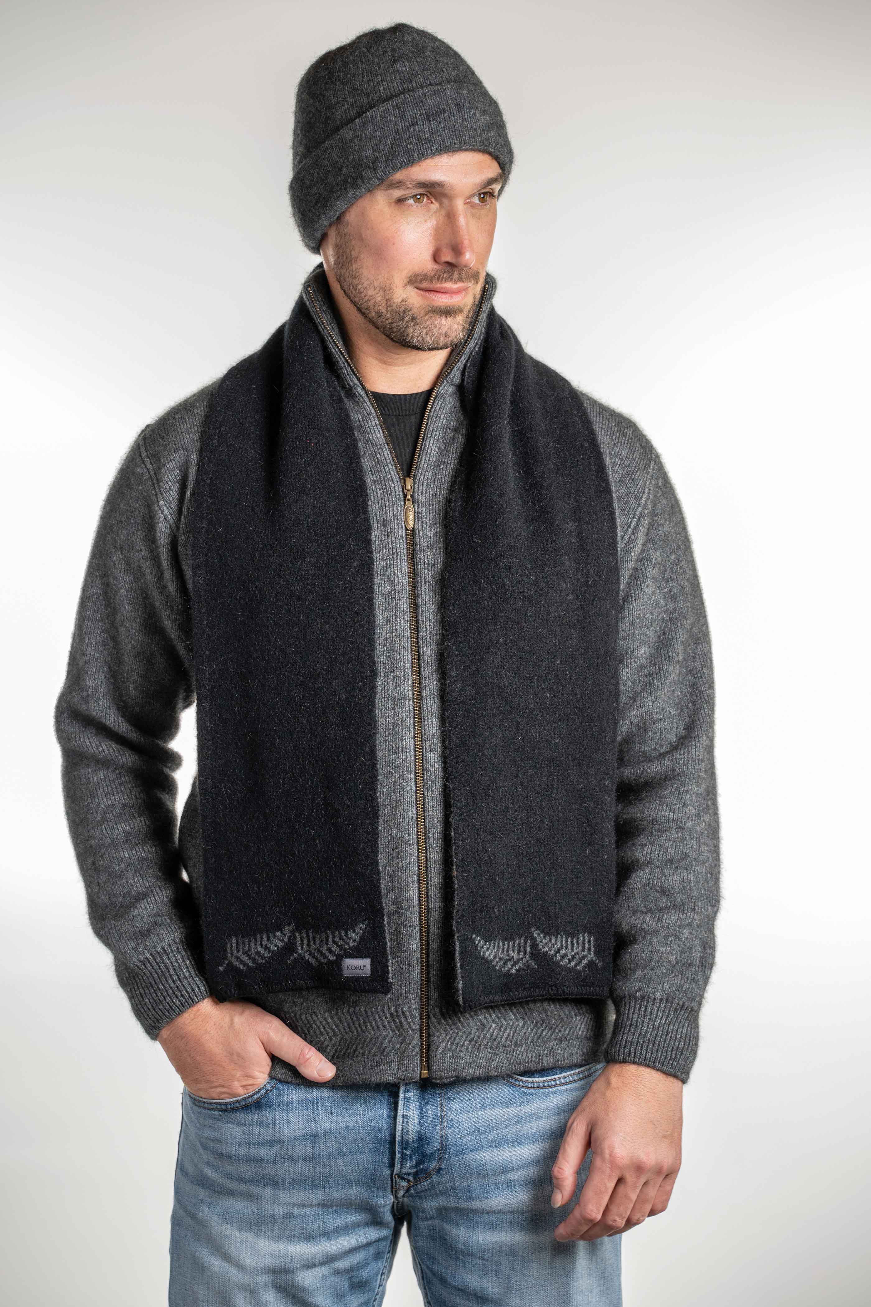 Fern Motif Possum Merino Scarf