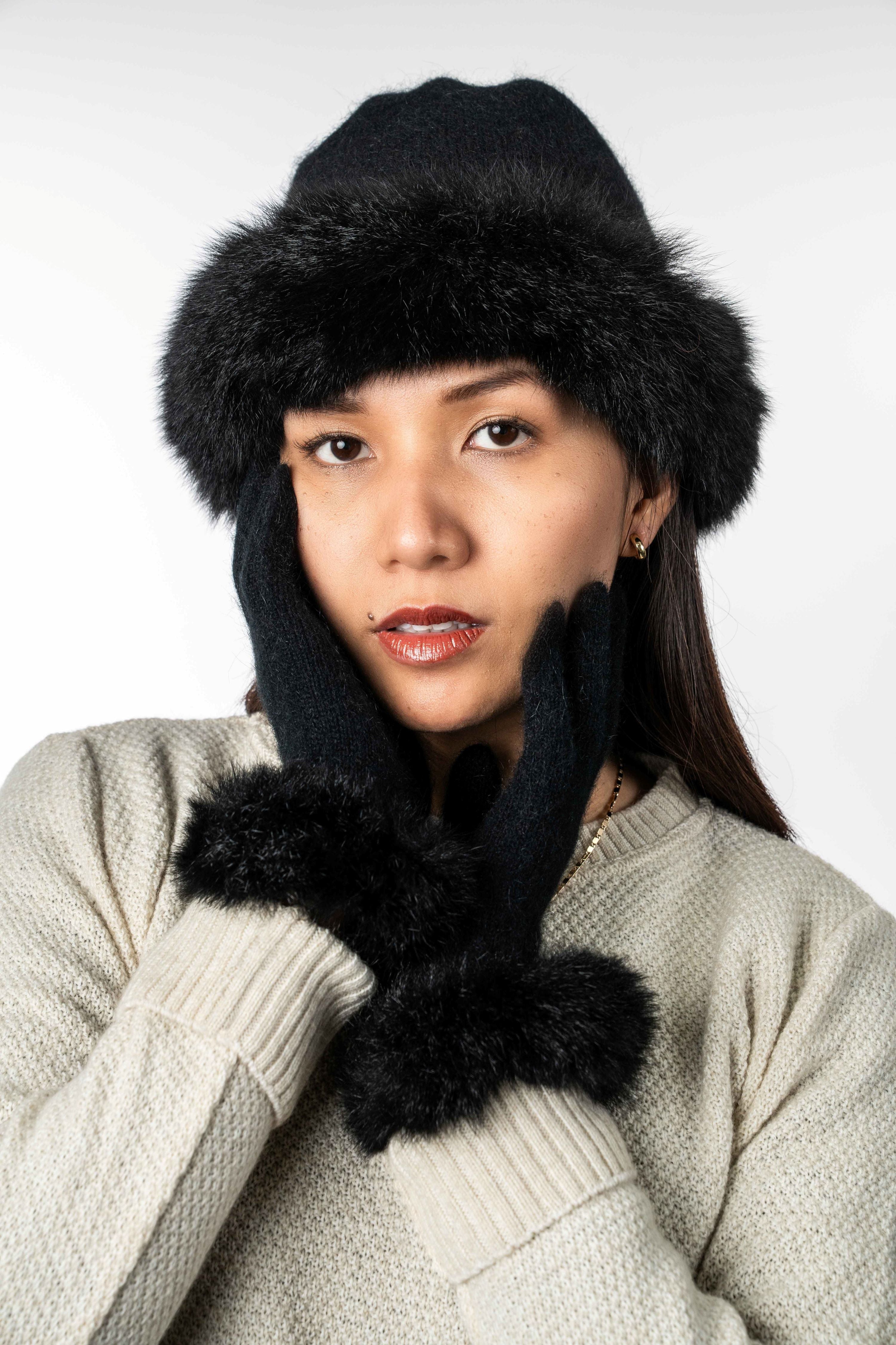 Fur Trim Possum Merino Beanie Main image