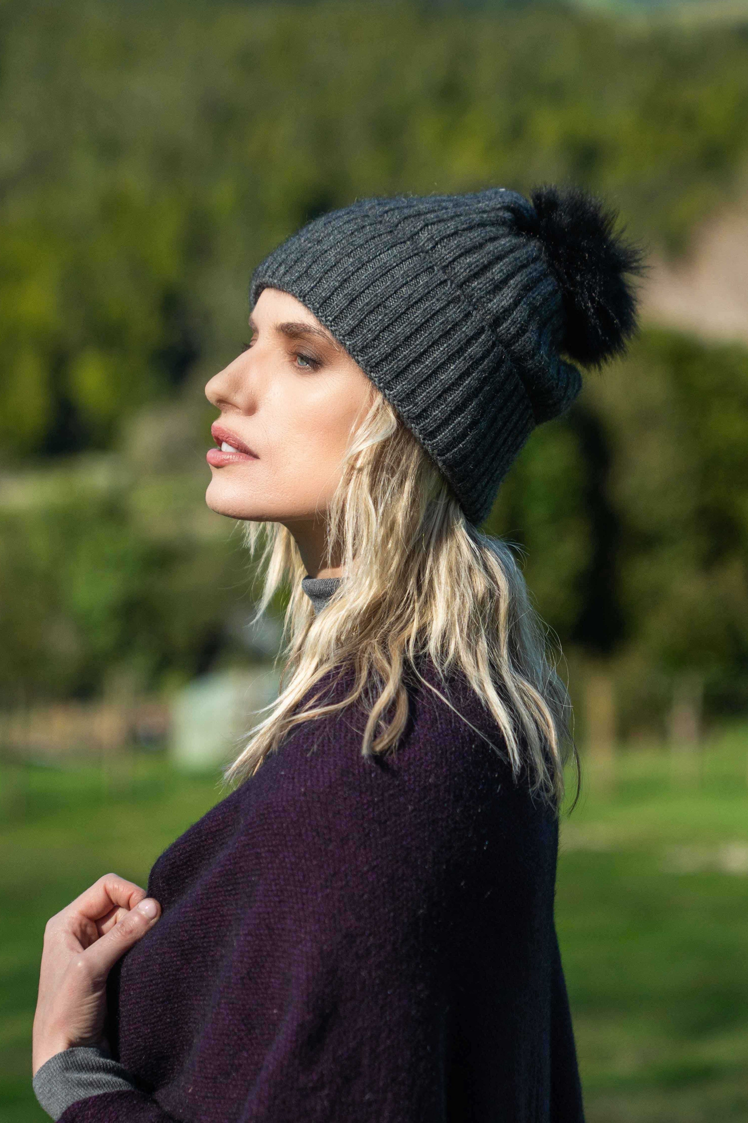 Fur Pom Pom Possum Merino Beanie Main image