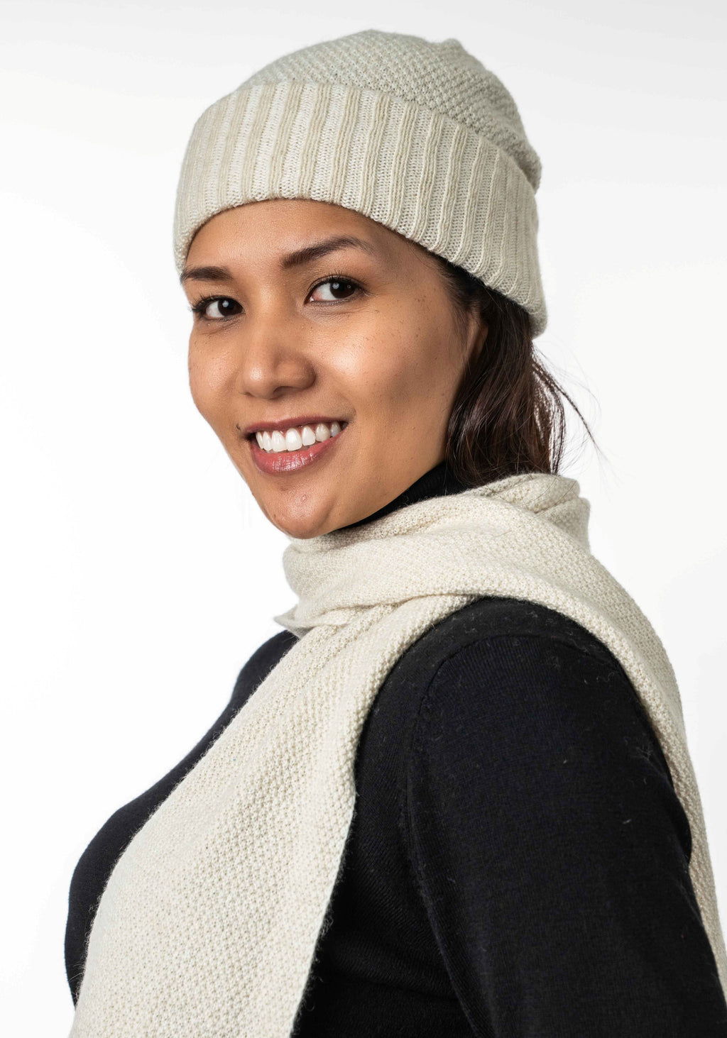 Moss Stitch Plated Possum Merino Scarf