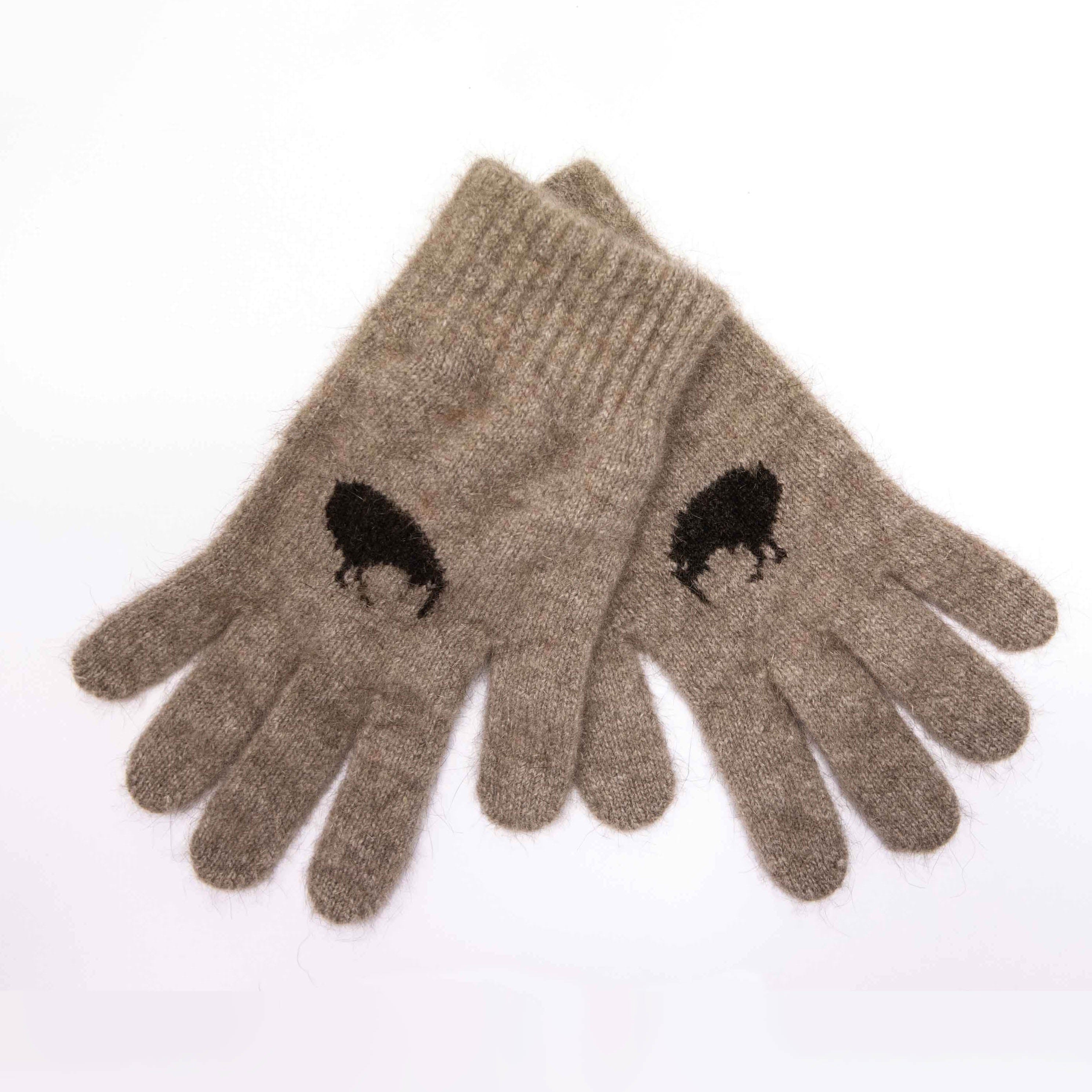 Kiwi Motif Possum Merino Gloves Main image
