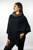 Fur Trim Possum Merino Zip Poncho