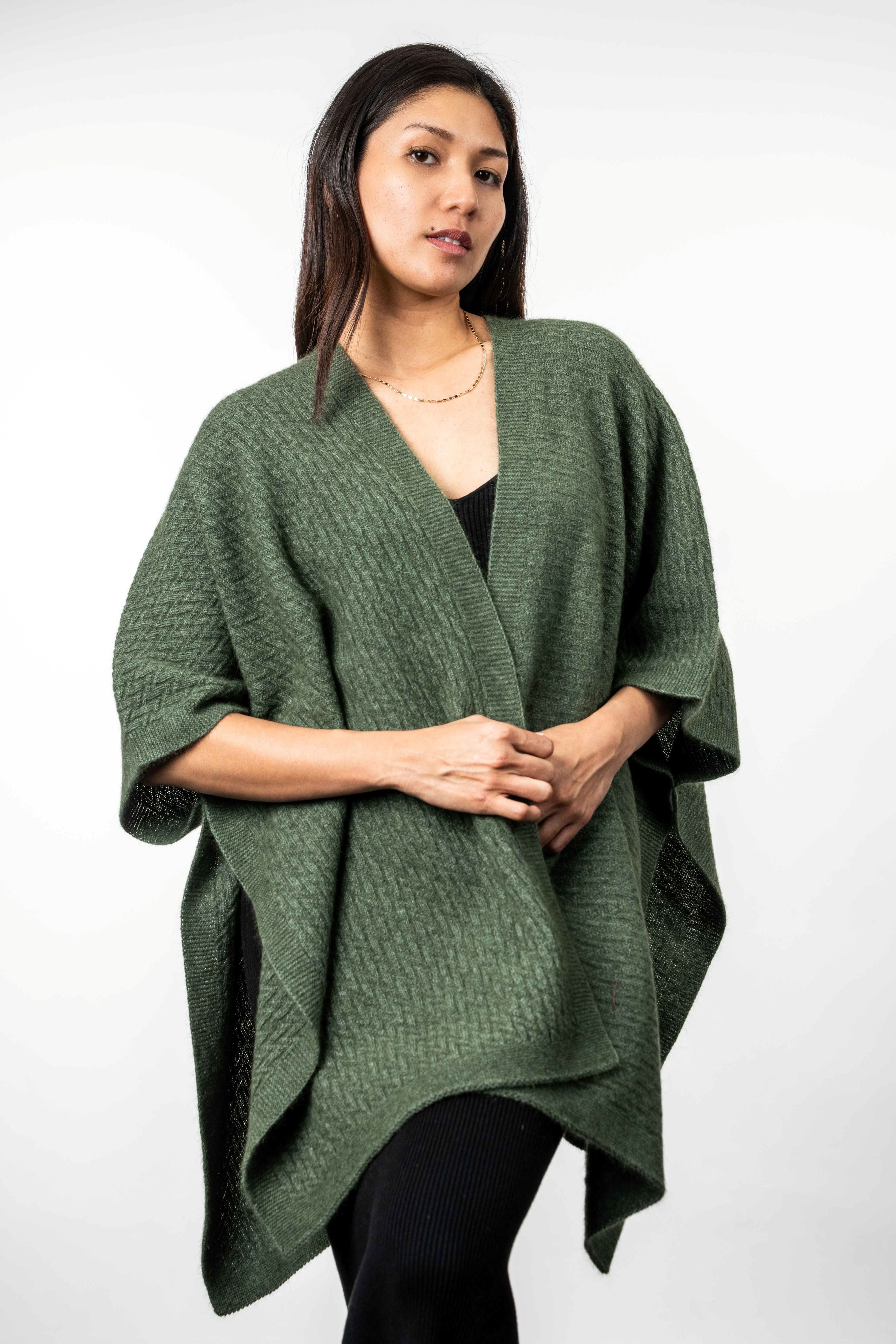 Zig Zag Textured Possum Merino Cape Main image